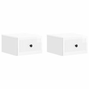 vidaXL Dulap de noapte suspendat cu sertar 2 pcs Alb foarte lucios imagine