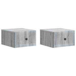vidaXL Dulap de noapte suspendat 2 pcs Sonoma gri 33 x 34, 5 x 20 cm imagine