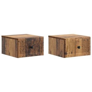 vidaXL Dulap de noapte suspendat 2 pcs Lemn vechi 33 x 34, 5 x 20 cm imagine