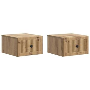 vidaXL Dulap de noapte suspendat 2 pcs Stejar Artizanal Lemn prelucrat imagine