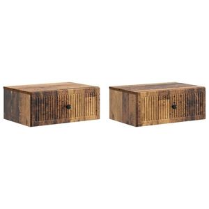 vidaXL Dulap de noapte cu sertar 2 pcs Lemn vechi 49 x 34, 5 x 20 cm imagine