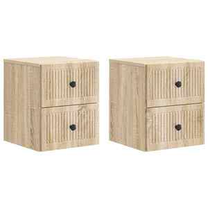 vidaXL Dulap de noapte suspendat 2 pcs Stejar Sonoma 33 x 34, 5 x 40 cm imagine