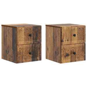 vidaXL Dulap de noapte suspendat 2 pcs Lemn vechi 33 x 34, 5 x 40 cm imagine