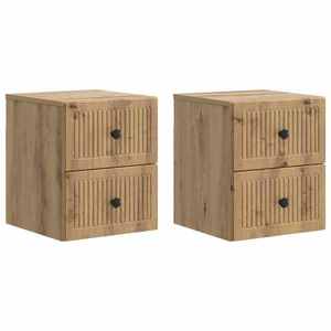 vidaXL Dulap de noapte suspendat 2 pcs Stejar Artizanal Lemn prelucrat imagine