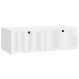 vidaXL Oglindă TV montată pe perete Alb foarte lucios 98 x 41 x 30 cm imagine