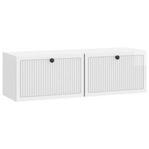 vidaXL Oglindă TV montată pe perete Alb foarte lucios 98 x 31 x 30 cm imagine