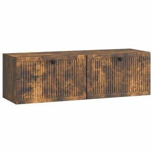 vidaXL Oglindă TV montată pe perete Stejar fumuriu 98 x 31 x 30 cm imagine