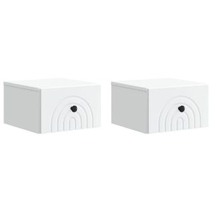 vidaXL Dulap de noapte suspendat cu sertar 2 pcs Alb 33 x 34, 5 x 20 cm imagine