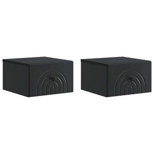 vidaXL Dulap de noapte suspendat 2 pcs Negru 33 x 34, 5 x 20 cm imagine
