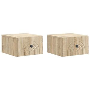 vidaXL Dulap de noapte suspendat 2 pcs Stejar Sonoma 33 x 34, 5 x 20 cm imagine