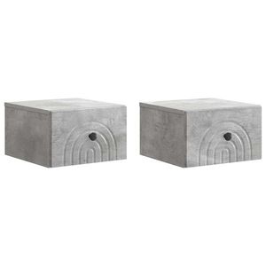vidaXL Dulap de noapte suspendat 2 pcs Gri Beton 33 x 34, 5 x 20 cm imagine