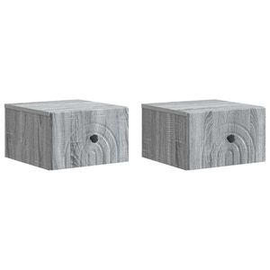 vidaXL Dulap de noapte suspendat 2 pcs Sonoma gri 33 x 34, 5 x 20 cm imagine