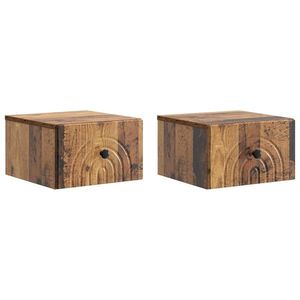 vidaXL Dulap de noapte suspendat 2 pcs Lemn vechi 33 x 34, 5 x 20 cm imagine