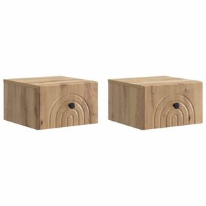 vidaXL Dulap de noapte suspendat 2 pcs Stejar Artizanal Lemn prelucrat imagine