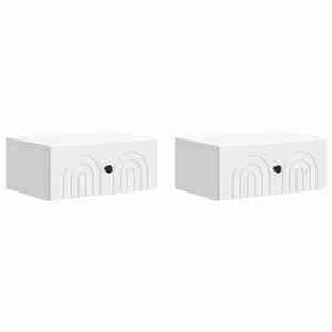 vidaXL Dulap de noapte suspendat cu sertar 2 pcs Alb 49 x 34, 5 x 20 cm imagine