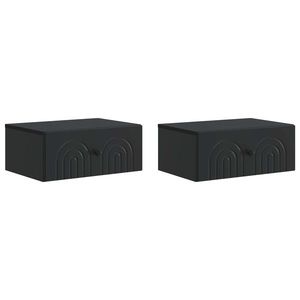 vidaXL Dulap de noapte suspendat 2 pcs Negru 49 x 34, 5 x 20 cm imagine
