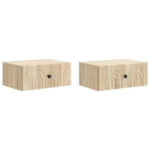 vidaXL Dulap de noapte suspendat 2 pcs Stejar Sonoma 49 x 34, 5 x 20 cm imagine