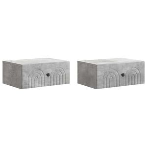 vidaXL Dulap de noapte suspendat 2 pcs Gri Beton 49 x 34, 5 x 20 cm imagine
