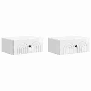 vidaXL Dulap de noapte suspendat cu sertar 2 pcs Alb foarte lucios imagine