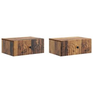 vidaXL Dulap de noapte suspendat 2 pcs Lemn vechi 49 x 34, 5 x 20 cm imagine