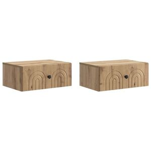 vidaXL Dulap de noapte suspendat 2 pcs Stejar Artizanal Lemn prelucrat imagine