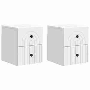 vidaXL Dulap de noapte suspendat cu sertar 2 pcs Alb 33 x 34, 5 x 40 cm imagine