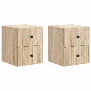 vidaXL Dulap de noapte suspendat 2 pcs Stejar Sonoma 33 x 34, 5 x 40 cm imagine