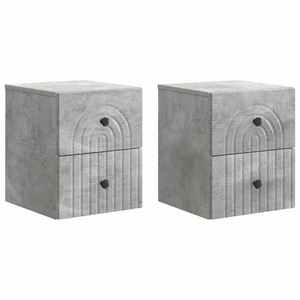 vidaXL Dulap de noapte suspendat 2 pcs Gri Beton 33 x 34, 5 x 40 cm imagine