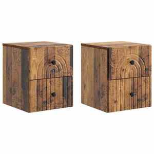vidaXL Dulap de noapte suspendat 2 pcs Lemn vechi 33 x 34, 5 x 40 cm imagine