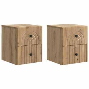 vidaXL Dulap de noapte suspendat 2 pcs Stejar Artizanal Lemn prelucrat imagine