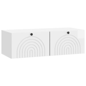vidaXL Oglindă TV montată pe perete Alb foarte lucios 98 x 41 x 30 cm imagine