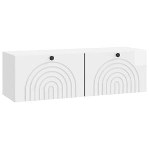 vidaXL Oglindă TV montată pe perete Alb foarte lucios 98 x 31 x 30 cm imagine