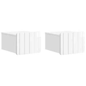 vidaXL Dulap de noapte suspendat cu sertar 2 pcs Alb foarte lucios imagine