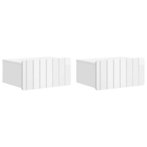vidaXL Dulap de noapte suspendat cu sertar 2 pcs Alb foarte lucios imagine