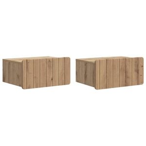 vidaXL Dulap de noapte suspendat 2 pcs Stejar Artizanal Lemn prelucrat imagine