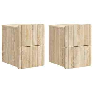 vidaXL Dulap de noapte suspendat 2 pcs Stejar Sonoma 33 x 34, 5 x 43 cm imagine