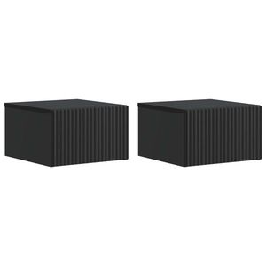 vidaXL Dulap de noapte suspendat 2 pcs Negru 33 x 34, 5 x 20 cm imagine