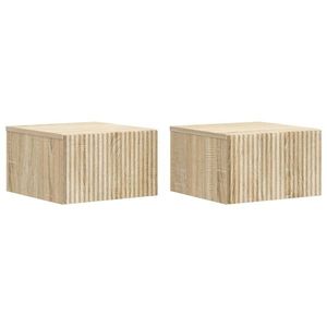 vidaXL Dulap de noapte suspendat 2 pcs Stejar Sonoma 33 x 34, 5 x 20 cm imagine