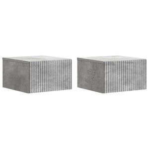 vidaXL Dulap de noapte suspendat 2 pcs Gri Beton 33 x 34, 5 x 20 cm imagine