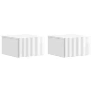 vidaXL Dulap de noapte suspendat cu sertar 2 pcs Alb foarte lucios imagine