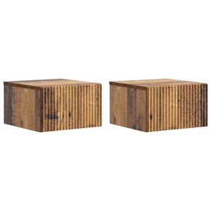vidaXL Dulap de noapte suspendat 2 pcs Lemn vechi 33 x 34, 5 x 20 cm imagine