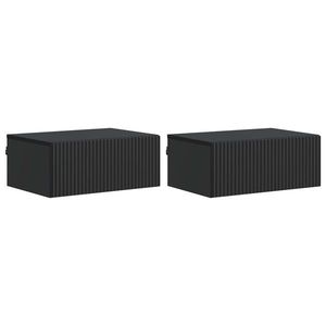 vidaXL Dulap de noapte suspendat 2 pcs Negru 49 x 34, 5 x 20 cm imagine
