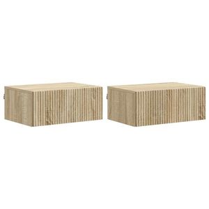 vidaXL Dulap de noapte suspendat 2 pcs Stejar Sonoma 49 x 34, 5 x 20 cm imagine