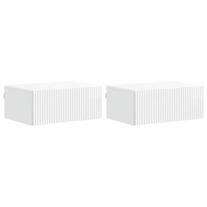 vidaXL Dulap de noapte suspendat cu sertar 2 pcs Alb foarte lucios imagine