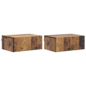 vidaXL Dulap de noapte suspendat 2 pcs Lemn vechi 49 x 34, 5 x 20 cm imagine