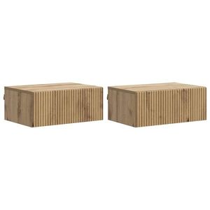 vidaXL Dulap de noapte suspendat 2 pcs Stejar Artizanal Lemn prelucrat imagine