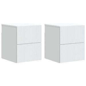 vidaXL Dulap de noapte suspendat cu sertar 2 pcs Alb 33 x 34, 5 x 40 cm imagine