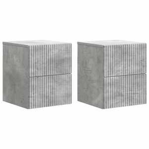 vidaXL Dulap de noapte suspendat 2 pcs Gri Beton 33 x 34, 5 x 40 cm imagine
