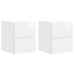 vidaXL Dulap de noapte suspendat cu sertar 2 pcs Alb foarte lucios imagine