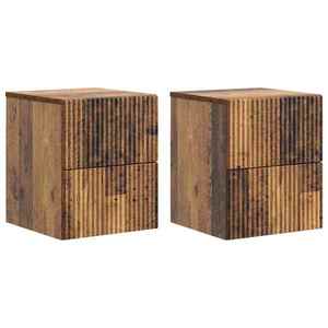 vidaXL Dulap de noapte suspendat 2 pcs Lemn vechi 33 x 34, 5 x 40 cm imagine
